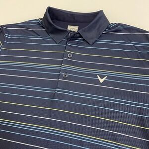 Callaway Men's Opti-Dri Blue Striped Golf Polo Size Med Short Sleeve Lightweight